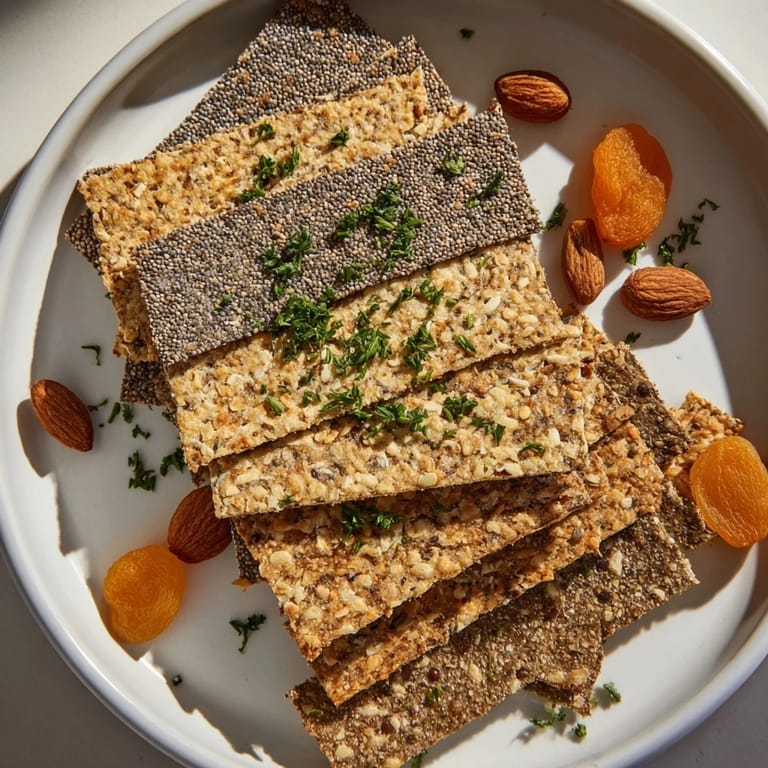 Artfully arranged gourmet crackers on a platter, ready to pair with cheese, provide a tasty treat.