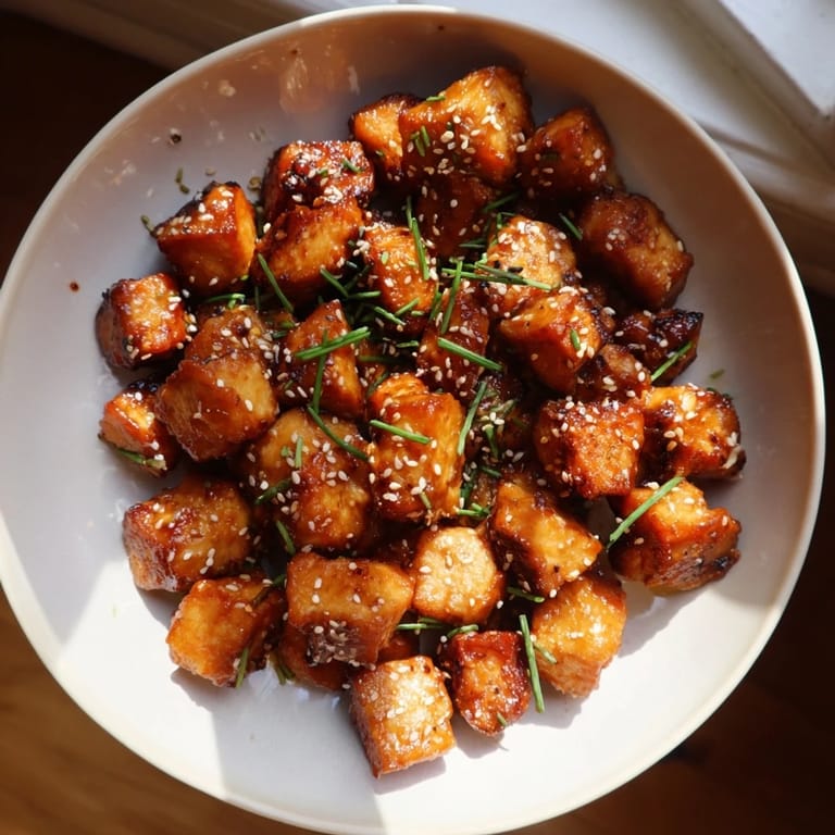 Savory and sweet air fryer chicken bites, freshly garnished and perfect for a quick and easy appetizer.