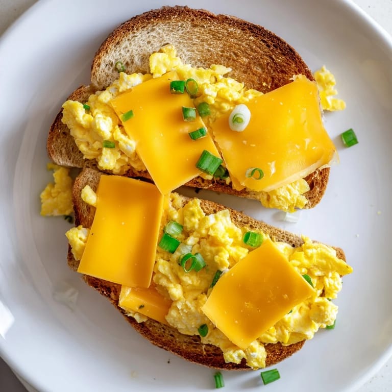 Warm melty cheese tops a perfectly cooked One-Pan Egg Breakfast Sandwich, ready to eat & enjoy now.