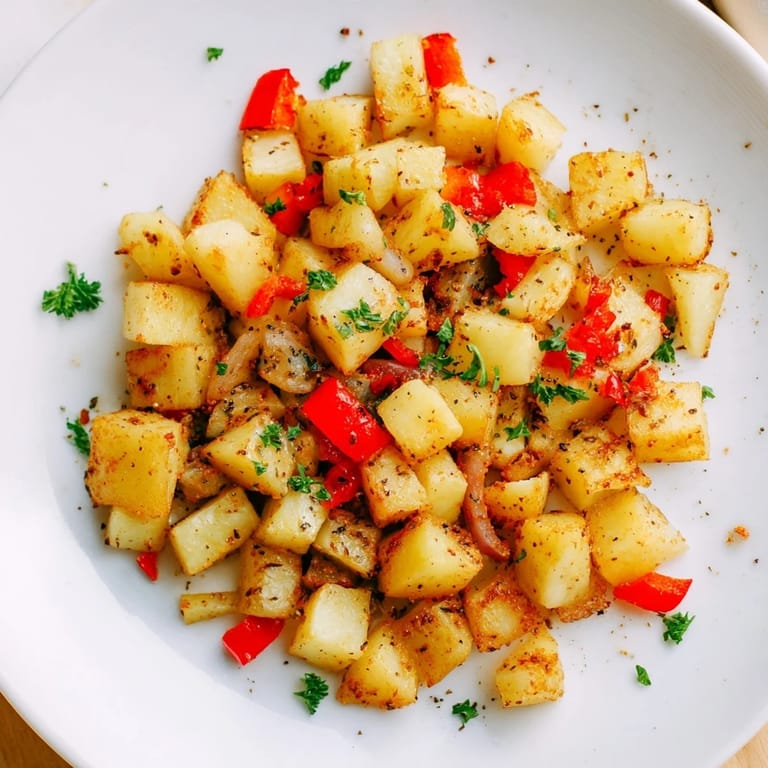 A close-up of delicious Air Fryer Breakfast Potatoes, perfectly seasoned and cooked until golden brown and tender.