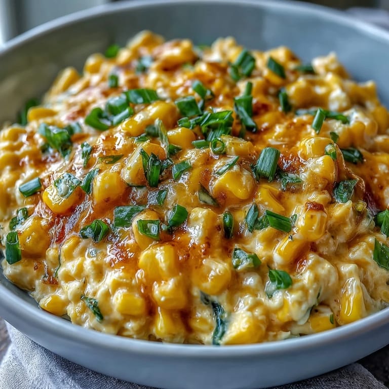 Spoon serving Crack Corn Dip, revealing creamy texture with sweet corn and chopped green onions.