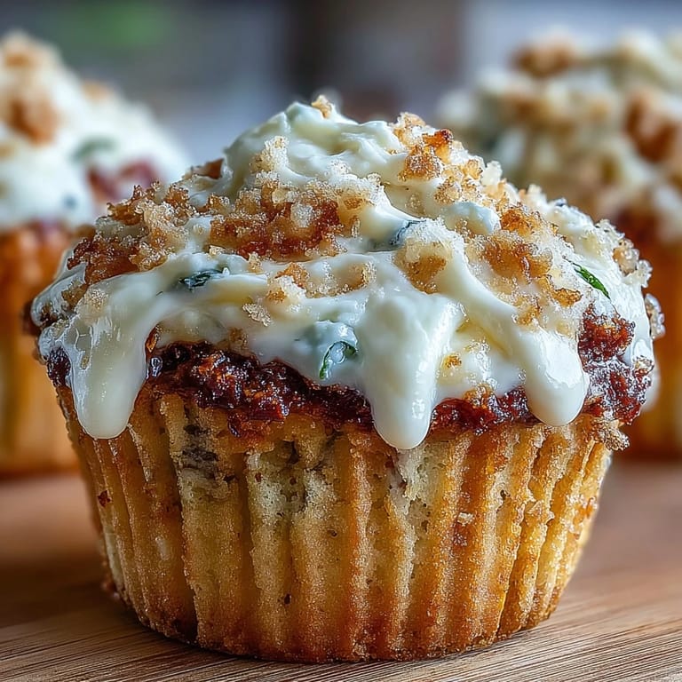 3. Golden-brown muffins bursting with fresh vegetables and a lightly sweetened cream cheese topping, perfect for snacking.