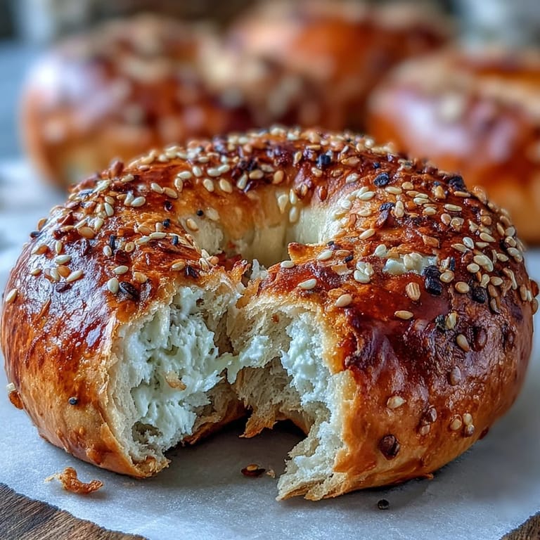 Easy 2-Ingredient Yogurt Bagels topped with sesame seeds, offering a tender, protein-rich bite without yeast or proofing.  