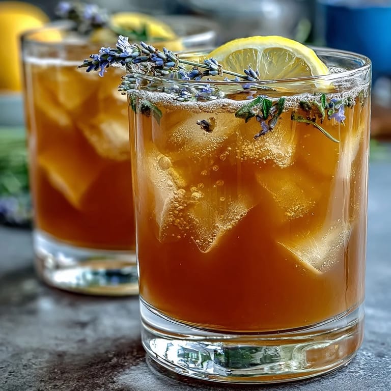 Chilled lavender honey lemonade in a clear glass pitcher, garnished with mint leaves and ice cubes for a cool, vibrant look.