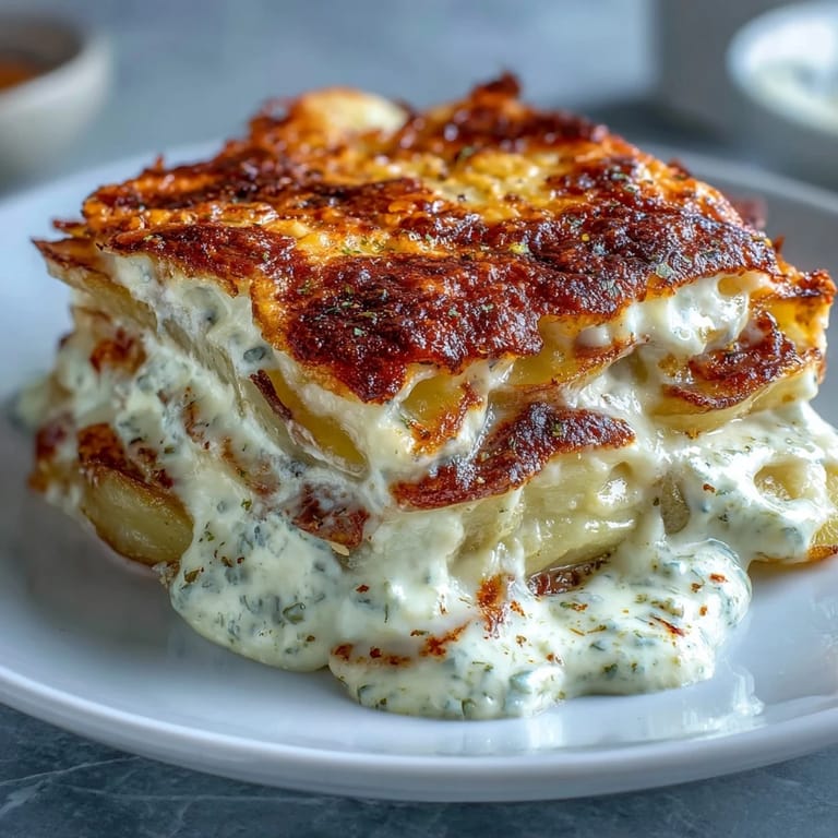 Creamy scalloped potatoes baked with cheddar and mozzarella, a comforting side dish that pairs beautifully with baked ham or roasted chicken.