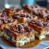 Golden, blueberry-studded French toast casserole baked to perfection, with a buttery cinnamon topping and juicy berry bursts in every bite.