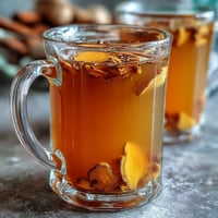 Aromatic dandelion root tea infused with ginger and turmeric, offering earthy, spicy notes in a steaming mug.