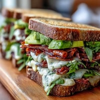 Loaded deli sandwich board with assorted meats, cheeses, and fresh vegetables for customizable picnic sandwiches.